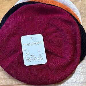 Women's Burgundy orange, white or gray hand knit Beret